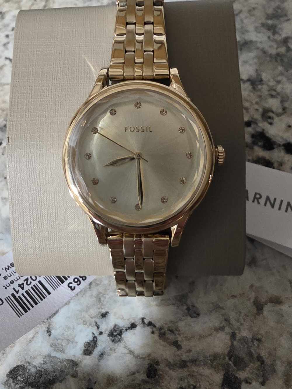 Fossil Rose Gold-Tone Bracelet Watch with Crystal Markers